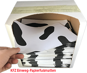 CAR FLOOR PROTECTOR as sheet in dispenser